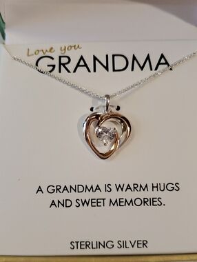 Footnotes  Heart Pendant Necklace in Sterling Silver and Rose Gold  Grandma Gift